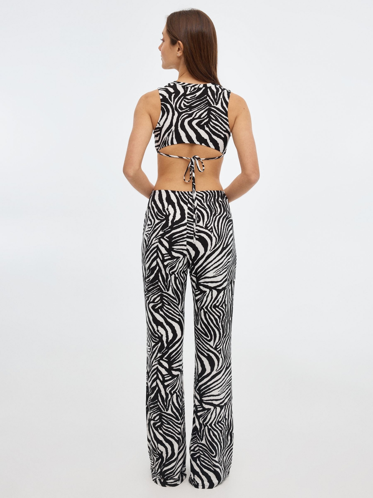 Animalprint cut out jumpsuit off white middle front view