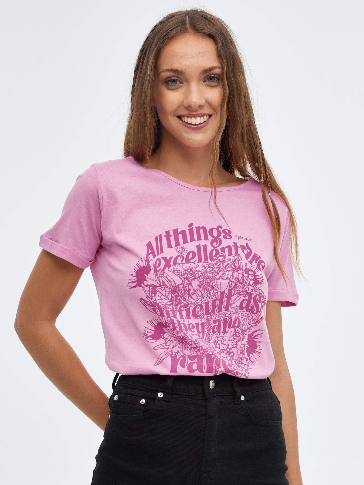 All Things Excellent T-shirt pink middle front view