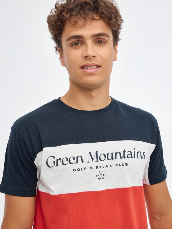 Green Mountains T-shirt red detail view