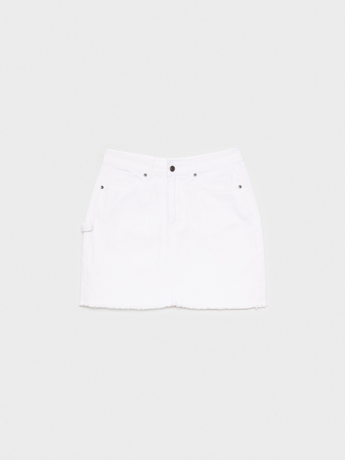  Denim skirt with pleated hem white