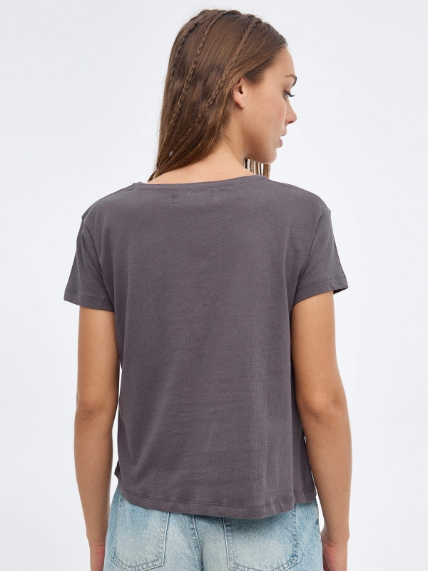 Good Vibes T-shirt dark grey middle back view