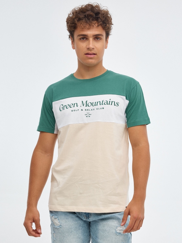 Camiseta Green Mountains areia vista meia frontal