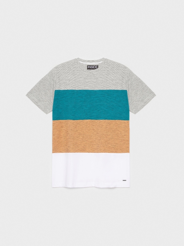  Block coloured striped T-shirt grey