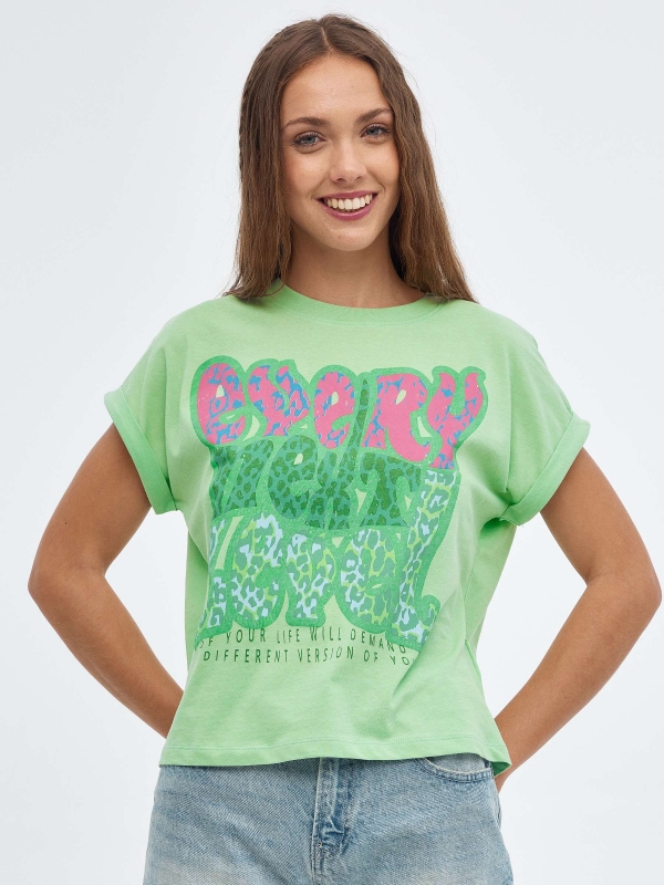 Every Next Level T-shirt light green middle front view