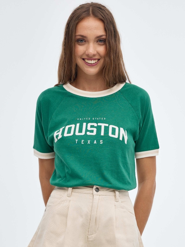 Camiseta Houston Texas verde vista media frontal