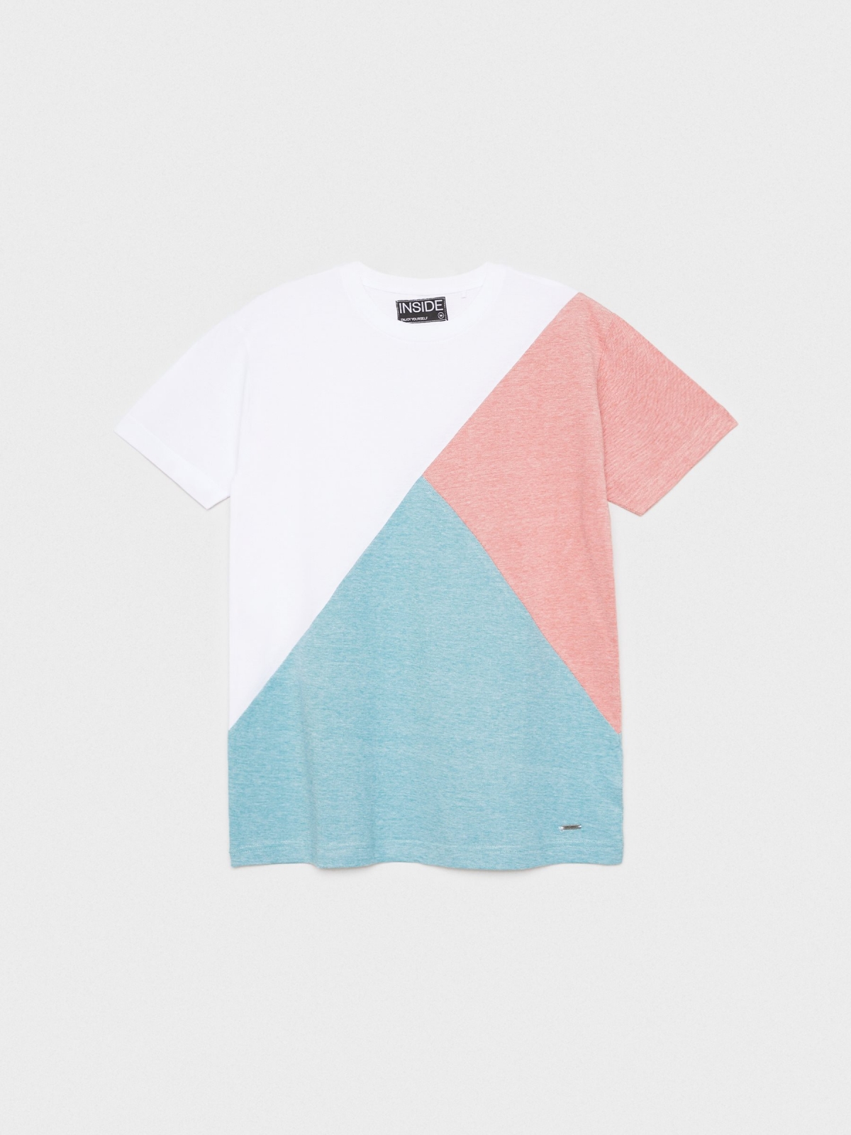  Camiseta geometrica color block blanco