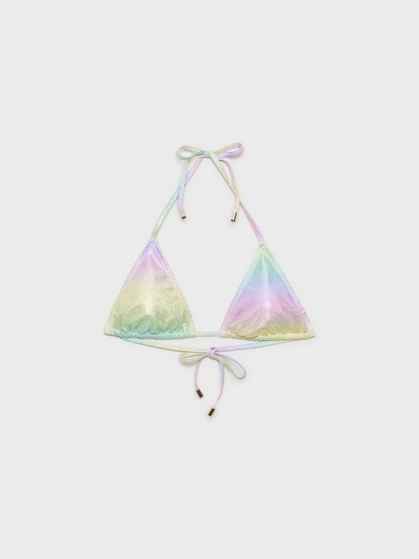  Top bikini triangular con brillo multicolor