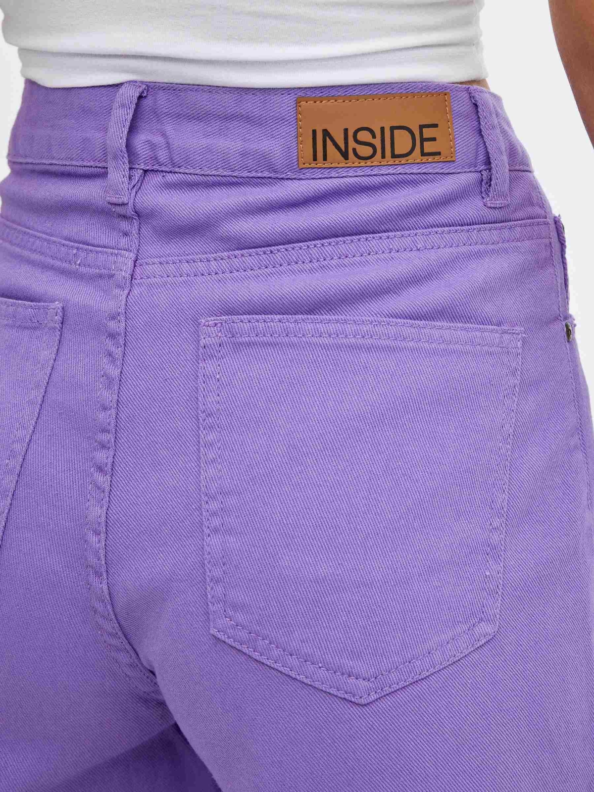 Vintage denim shorts lilac detail view
