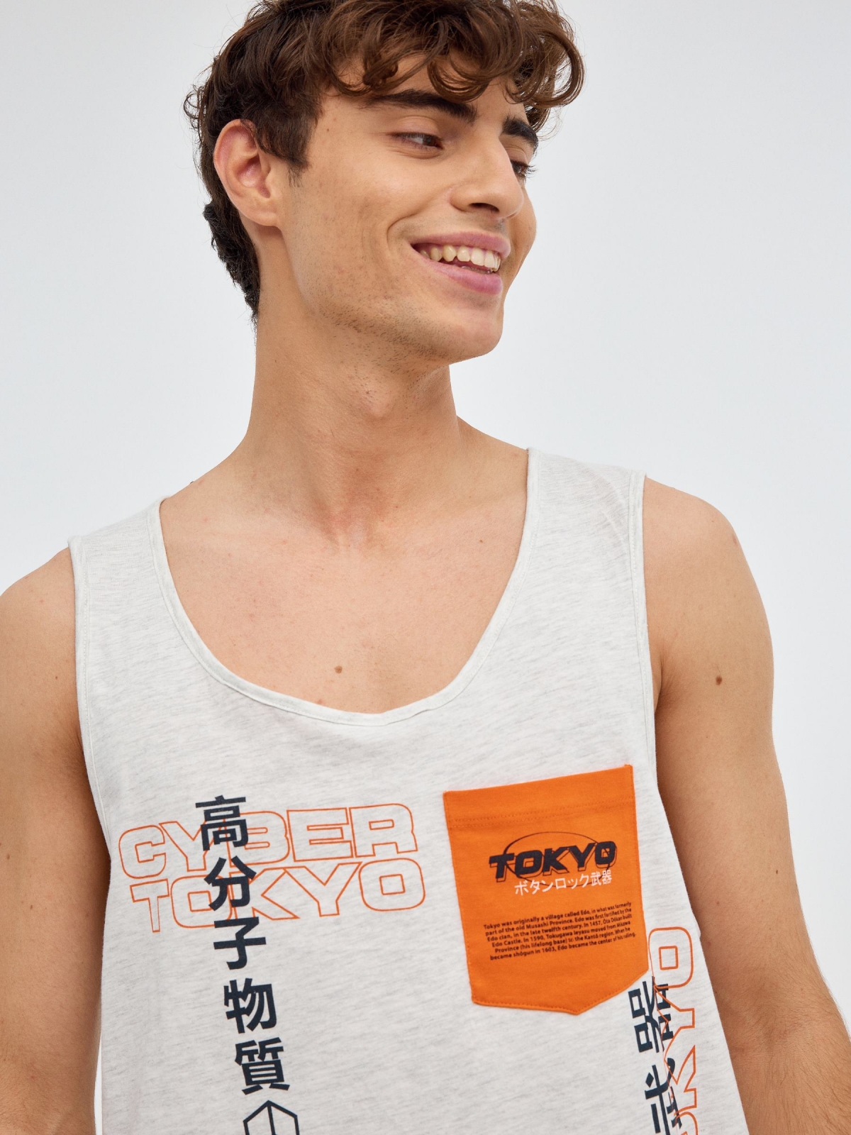 Camiseta de tirantes Tokyo gris vista detalle