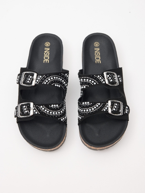 Studded buckle sandals black lateral view