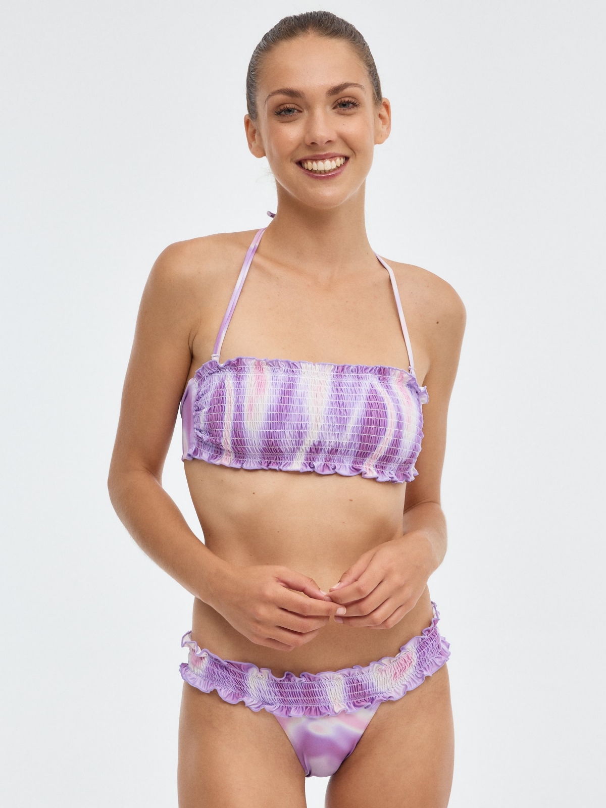 Honeycomb bikini top multicolor middle front view