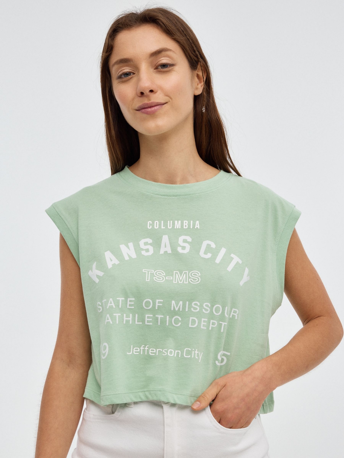 T-Shirt de Kansas City verde claro vista meia frontal
