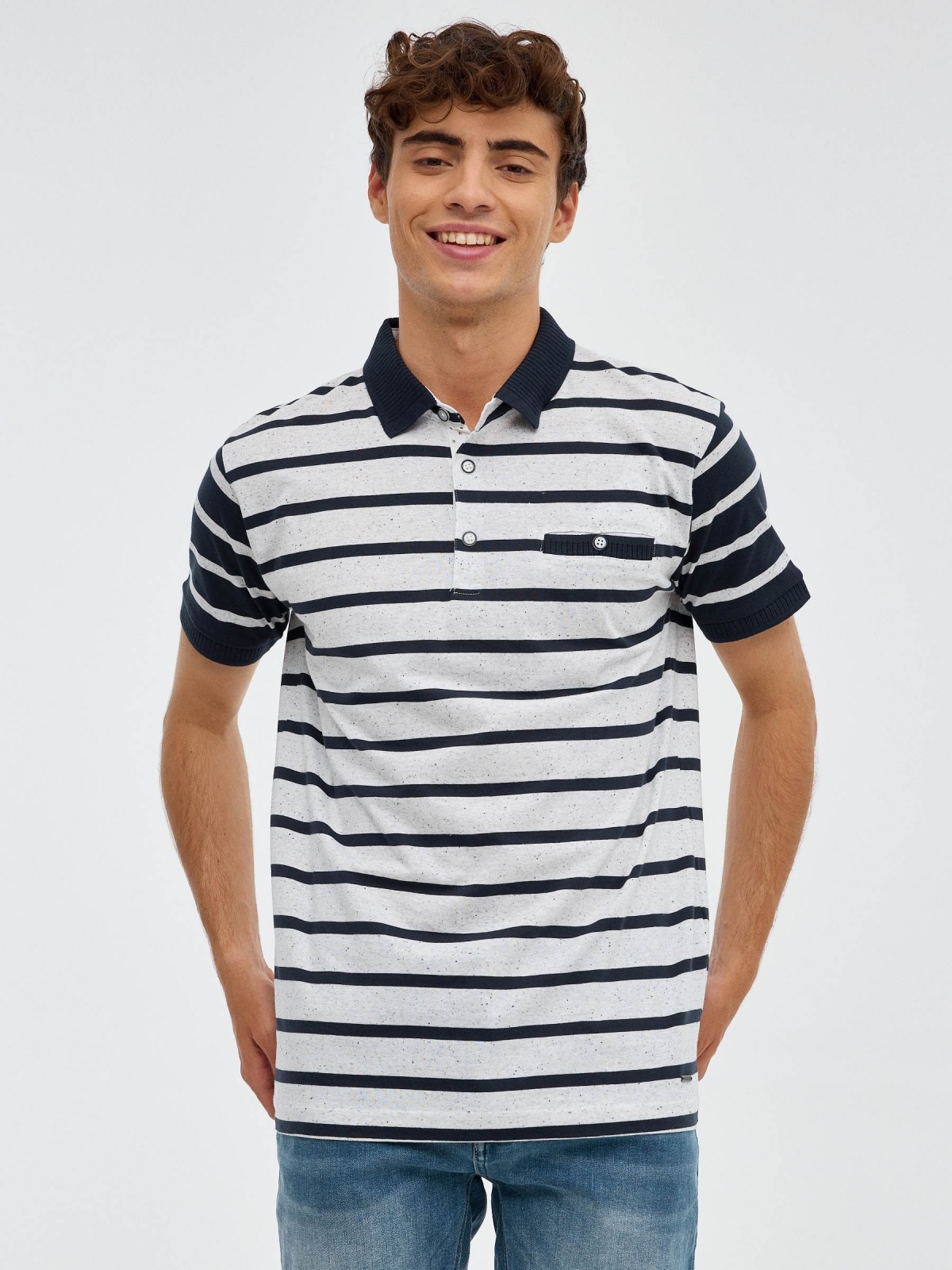 Sailor striped polo shirt white middle front view