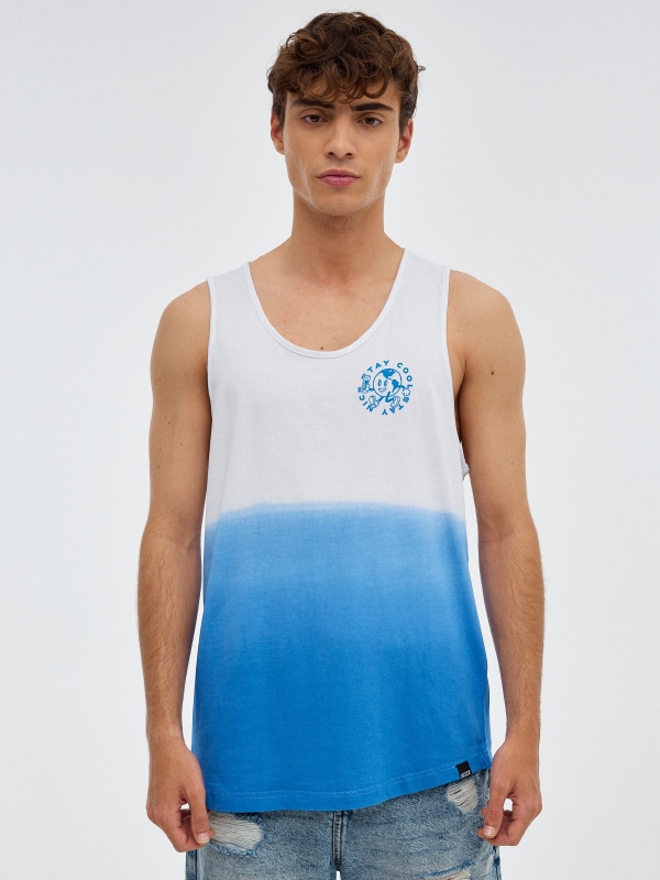 Degraded tank top electric blue middle front view