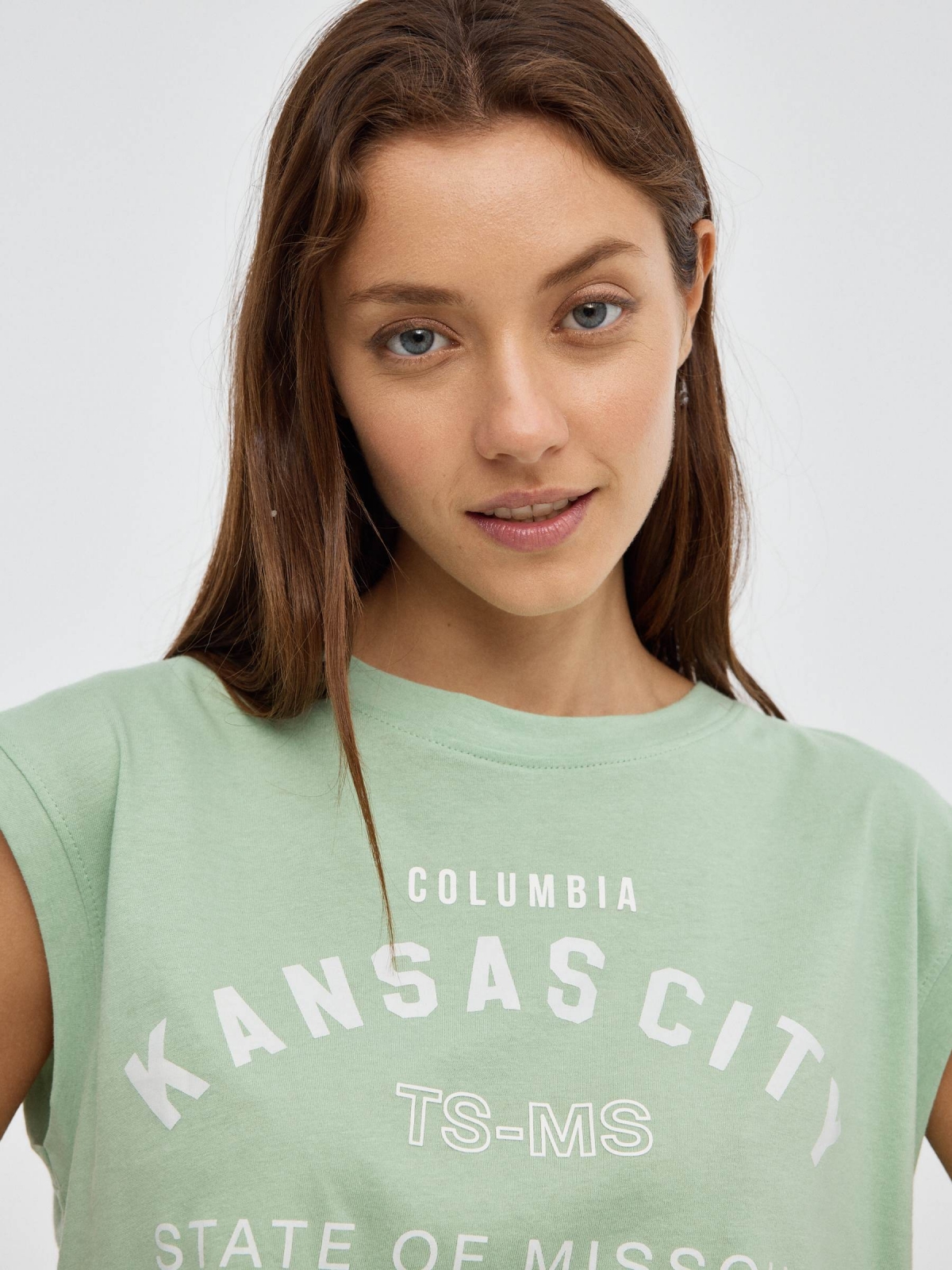 T-Shirt de Kansas City verde claro vista detalhe
