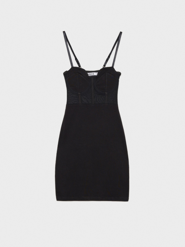  Mini-vestido espartilho preto
