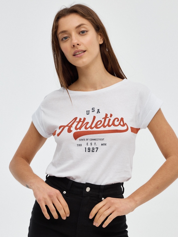 Athletics T-shirt white middle front view