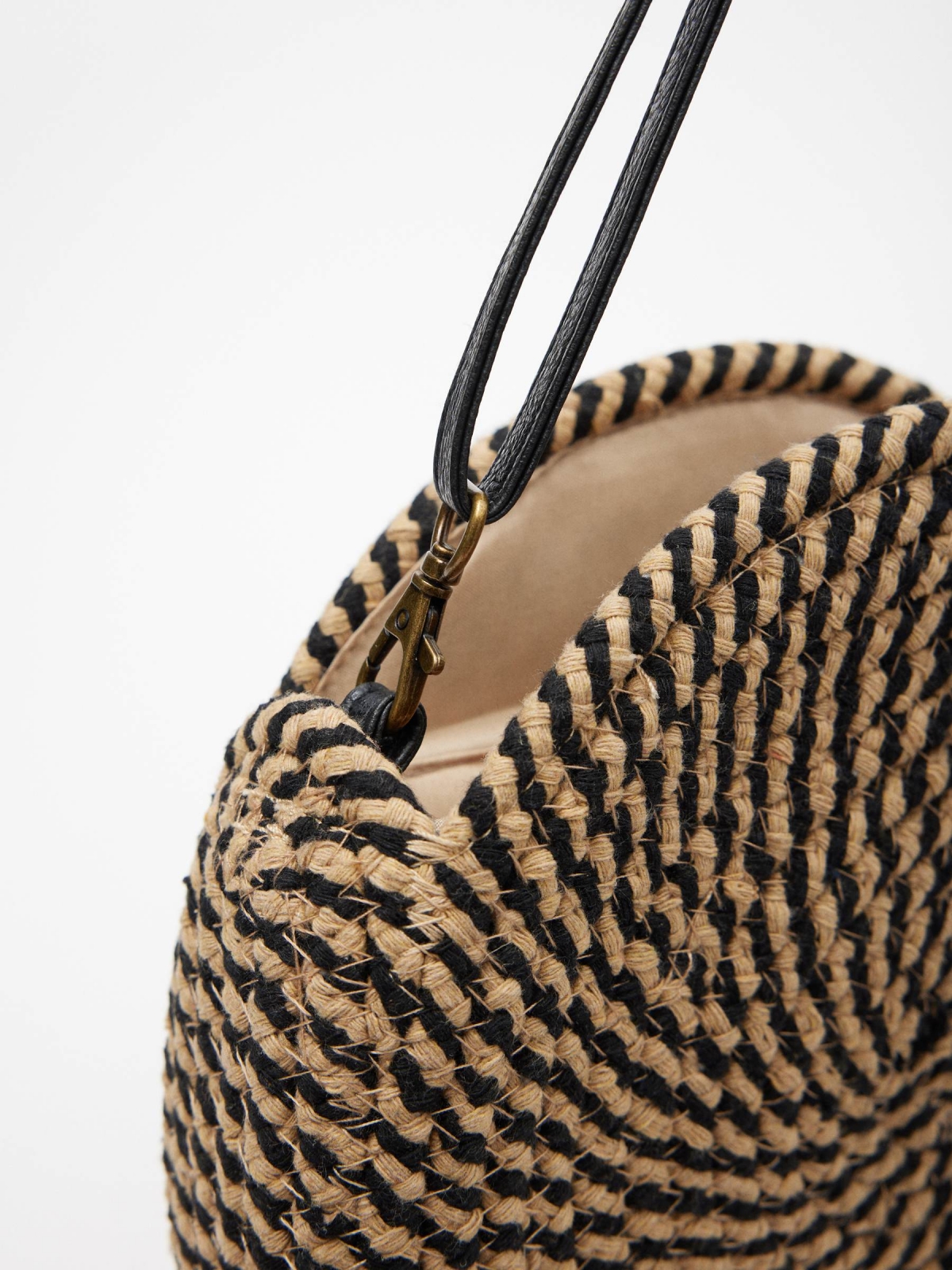 Jute bag with rope black 45º side view