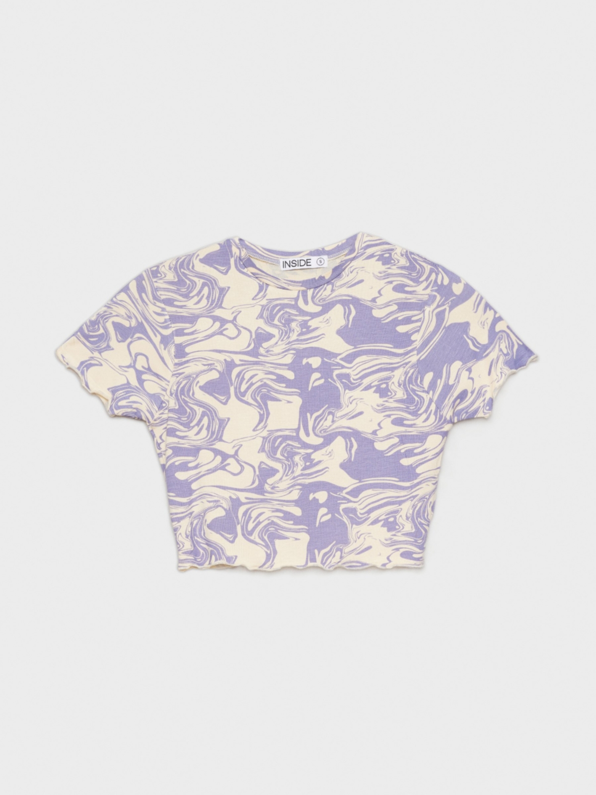  T-shirt crop de impressão psicadélicas púrpura