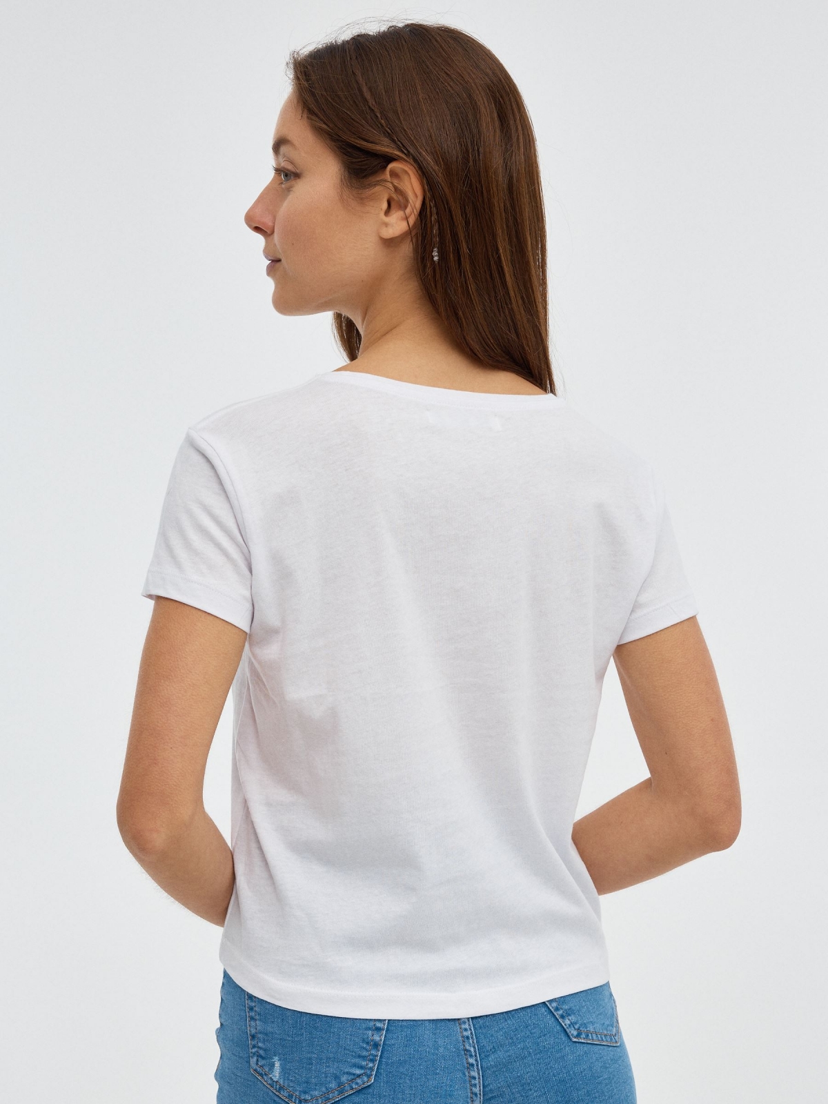 T-shirt Good Vibes branco vista meia traseira