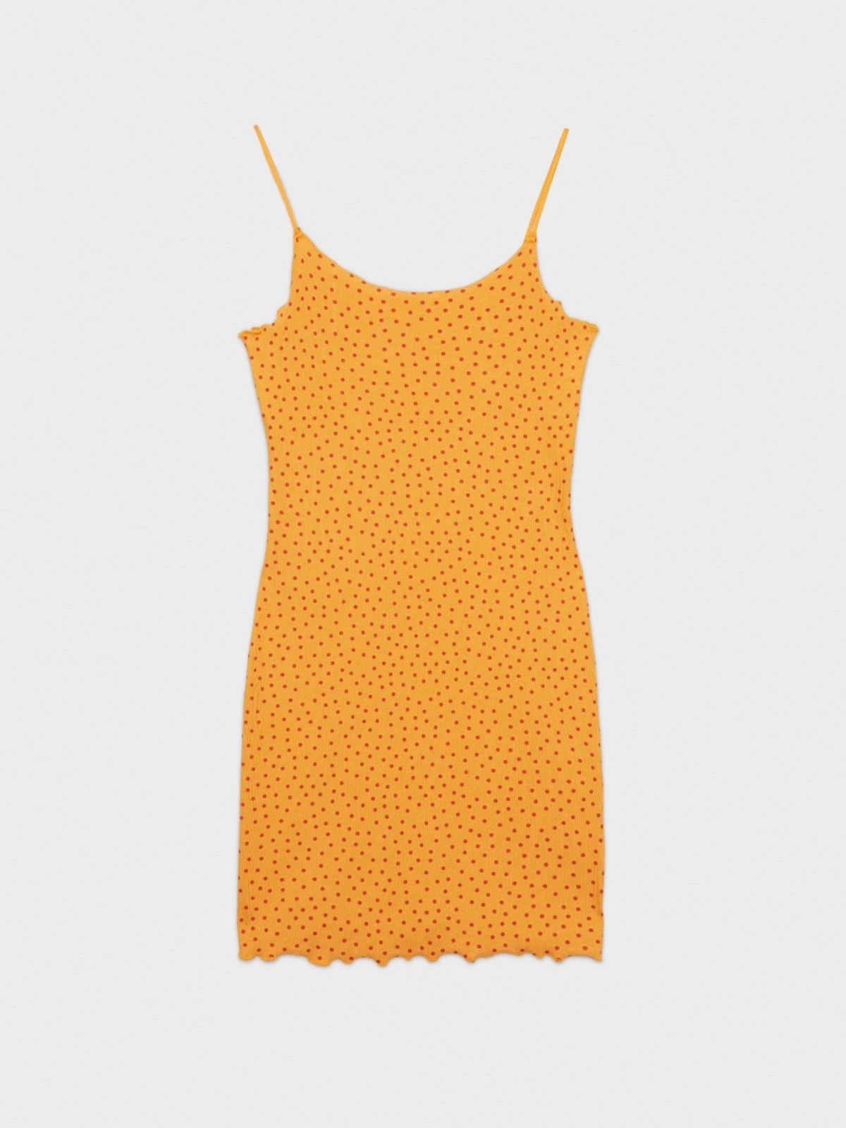  Dotted mini print dress with curl ochre