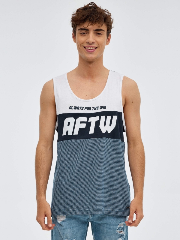 Camiseta de tirantes AFTW azul vista media frontal