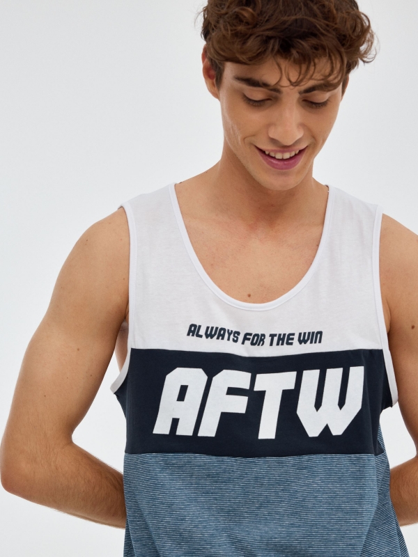 Camiseta de tirantes AFTW azul vista detalle