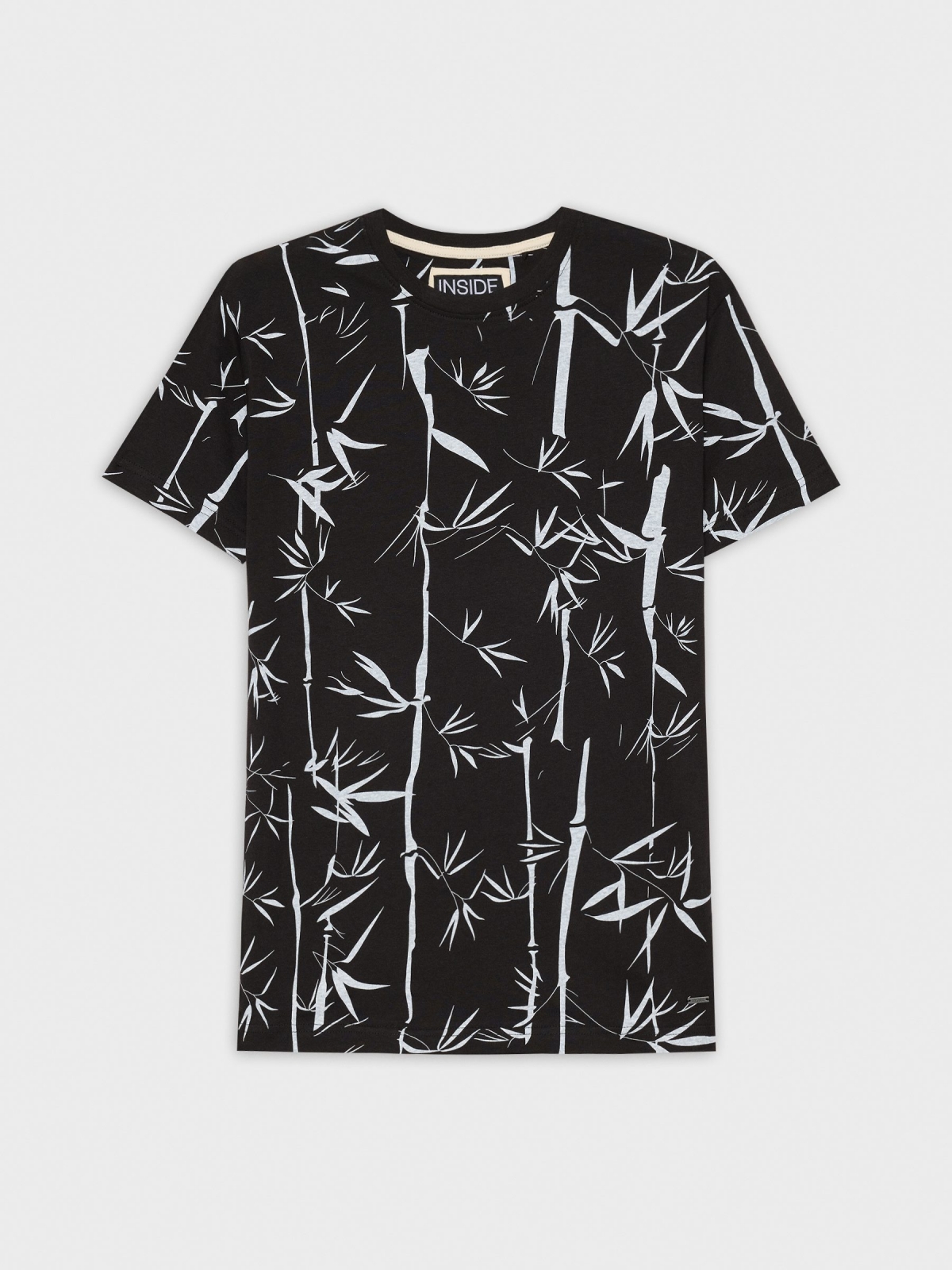  T-shirt estampada de bambu preto