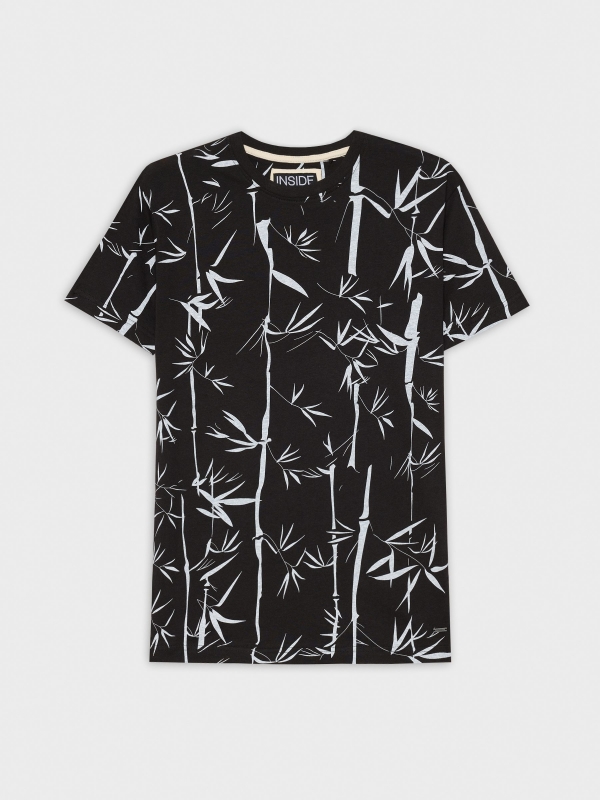  Camiseta de estampado de bambú negro