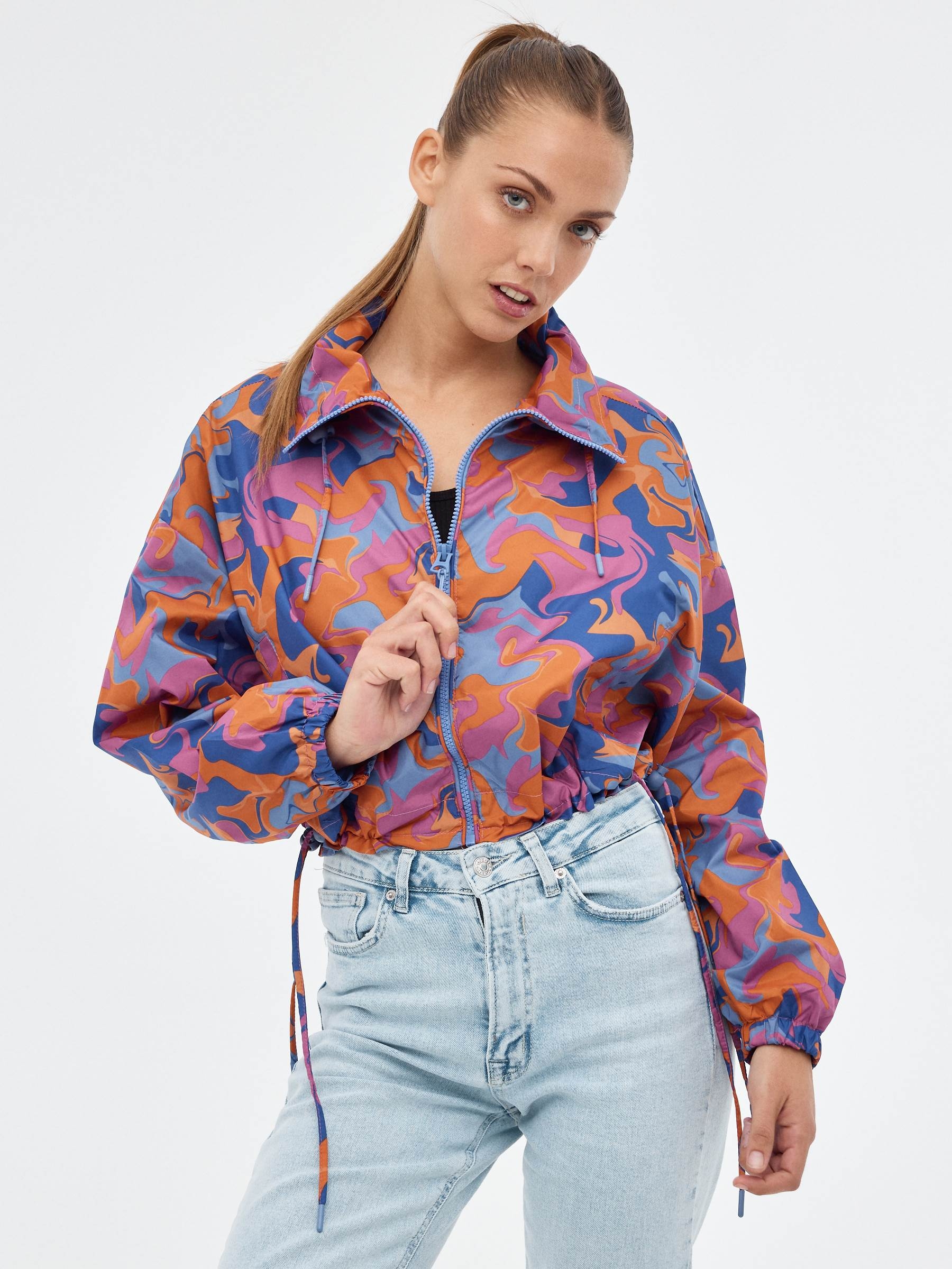 Colorful printed jacket multicolor middle front view