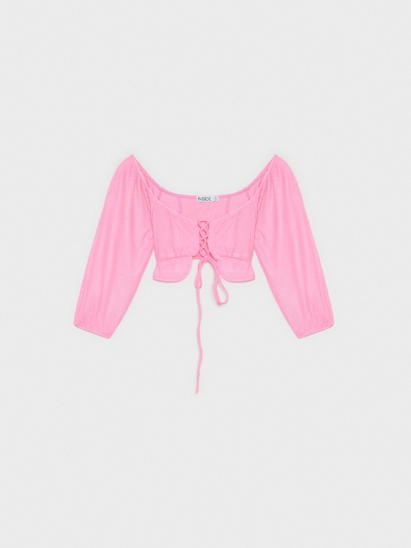 Crop top with lace up magenta