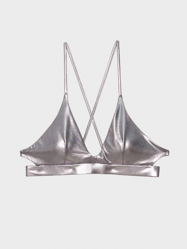  Metallic bikini top silver