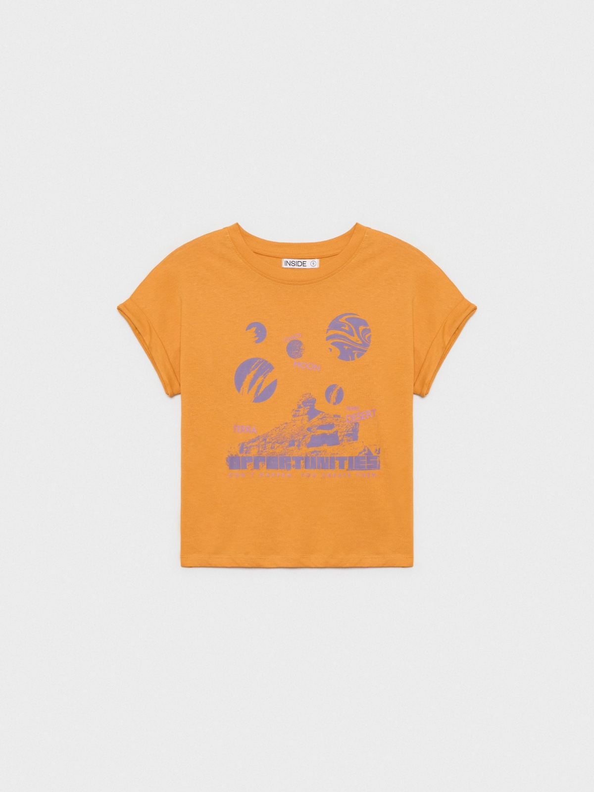  Camiseta print planetas ocre