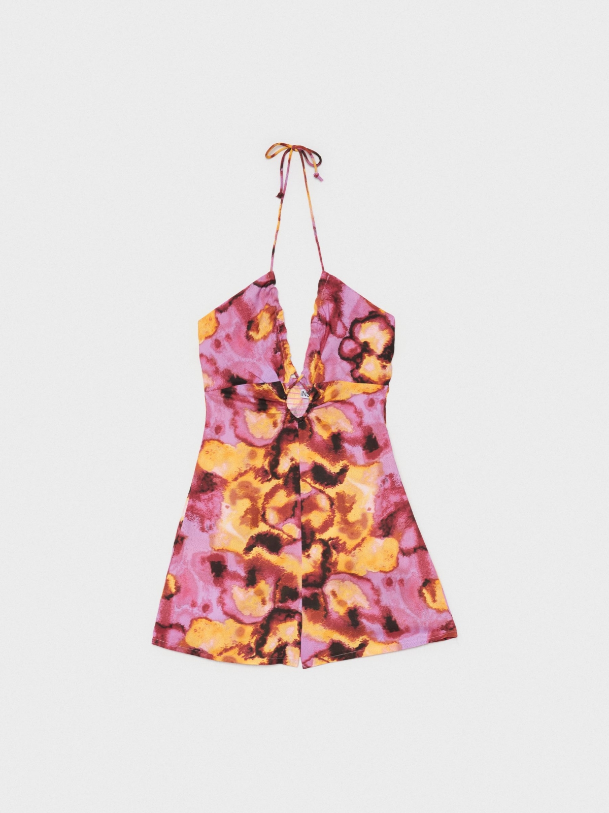  Printed cut out short jumpsuit fuchsia