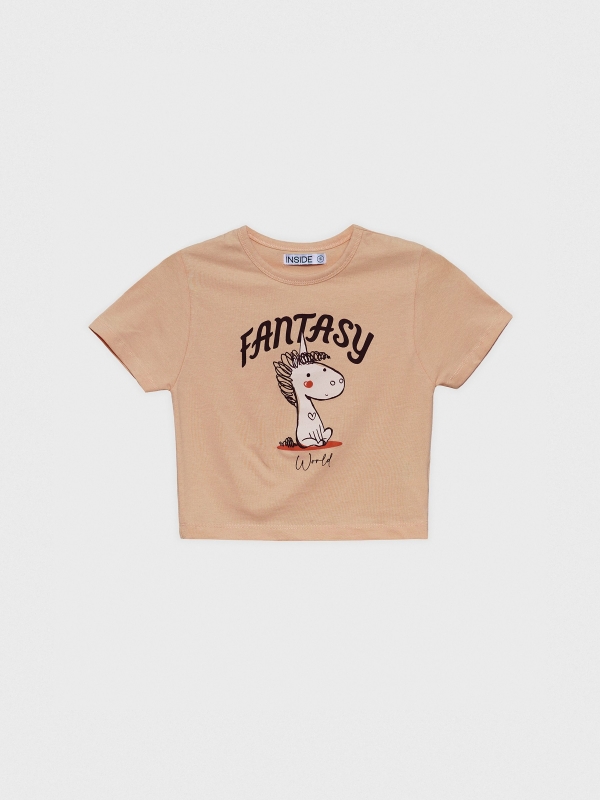  Camiseta crop Fantasy melocotón
