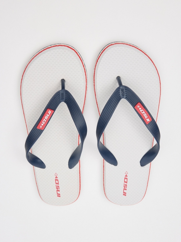 White toe flip flop with engraved strips white