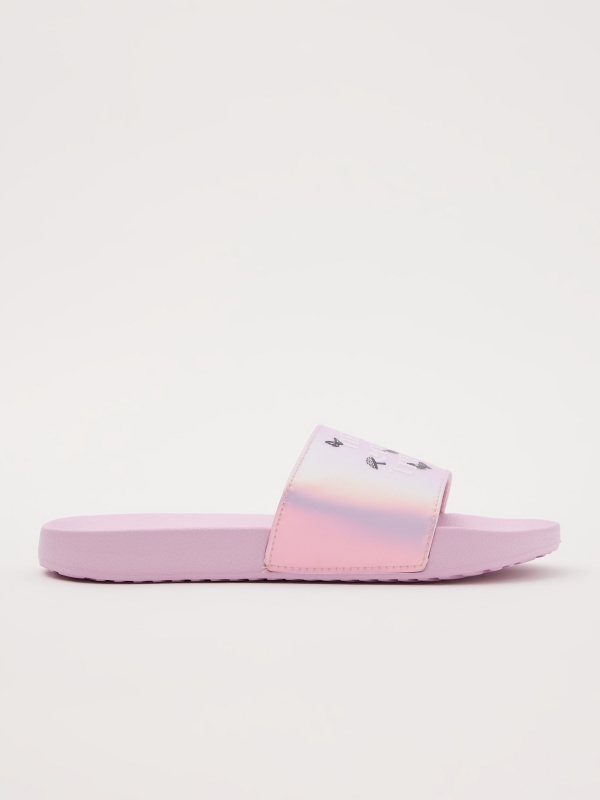 Flip flops with butterflies bubblegum pink lateral view
