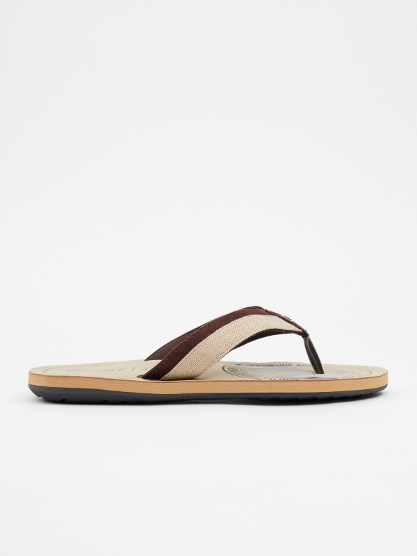 Combined toe flip flops beige lateral view