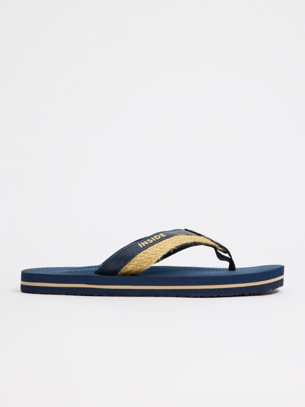 Combined jute flip-flops navy lateral view