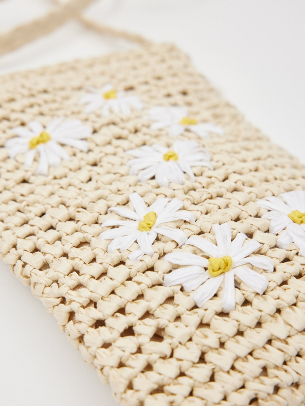 Natural fiber flower bag beige detail view