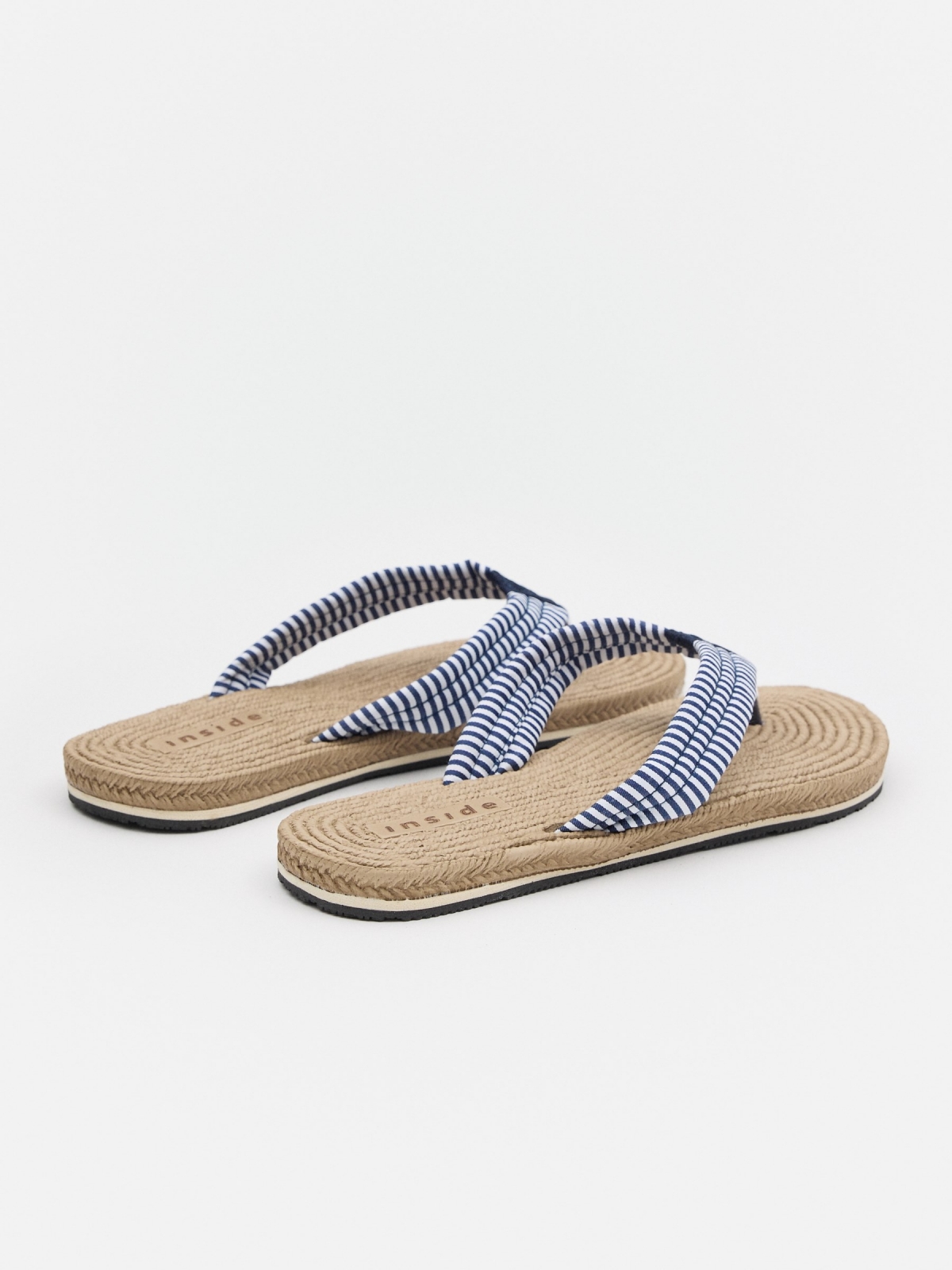 Flip-flops with nautical strap navy 45º back view