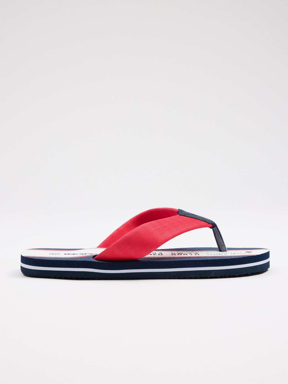 Leatherette thong flip flops navy lateral view
