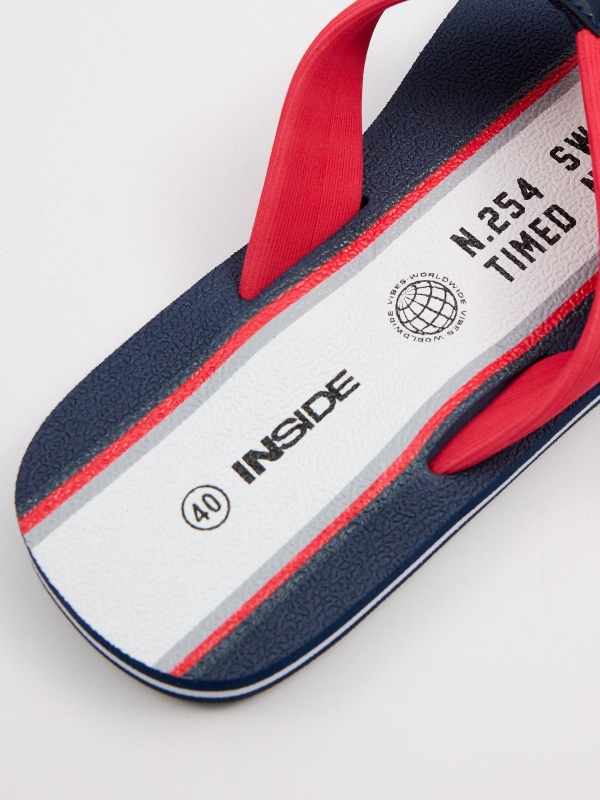 Leatherette thong flip flops navy detail view