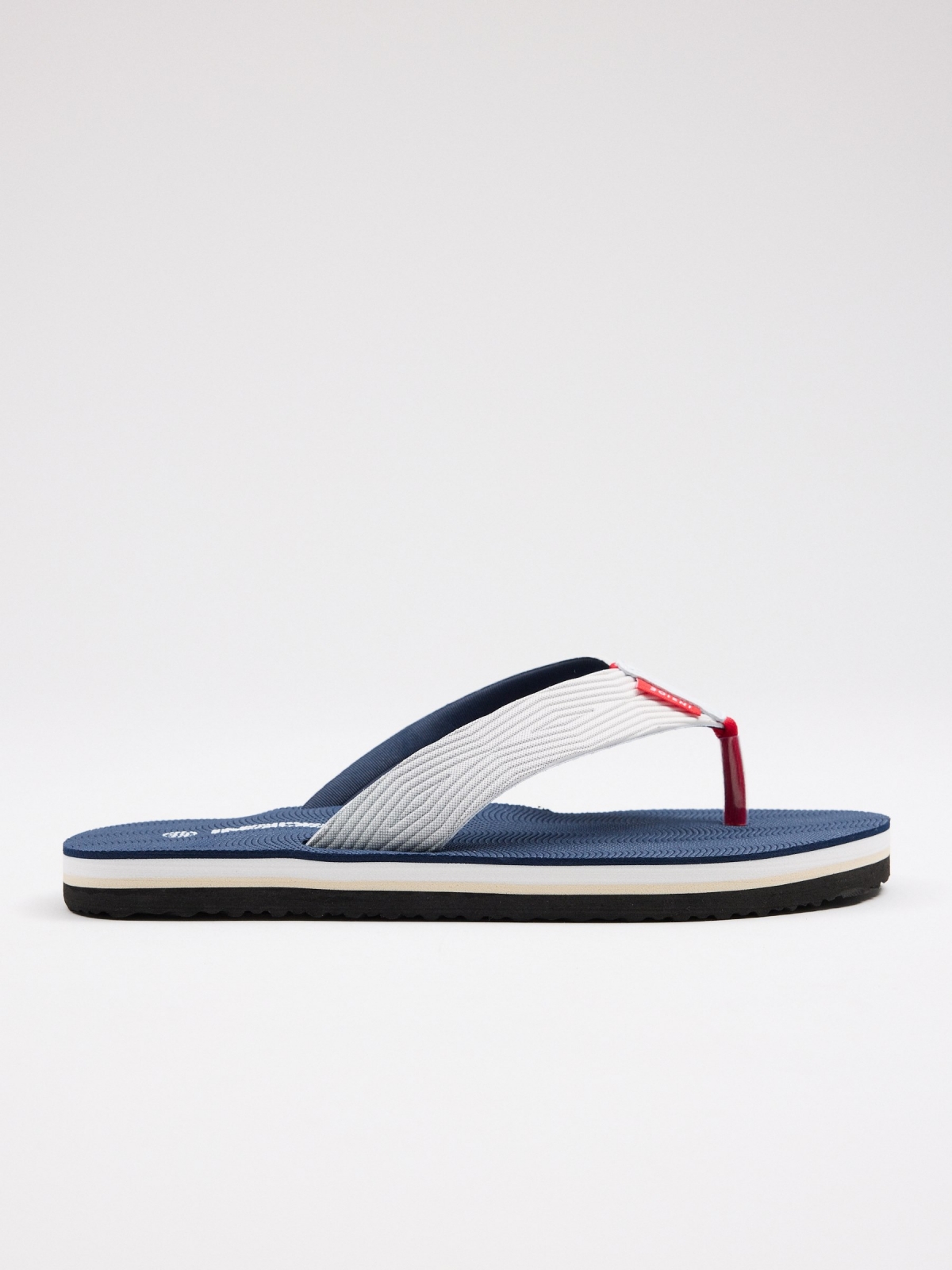 Textured flip-flops navy lateral view