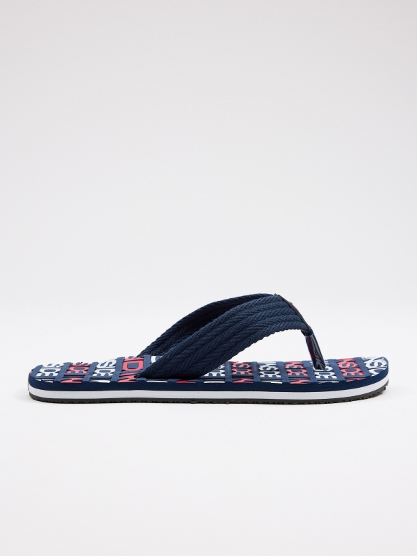 Engraved flip-flop toe navy lateral view