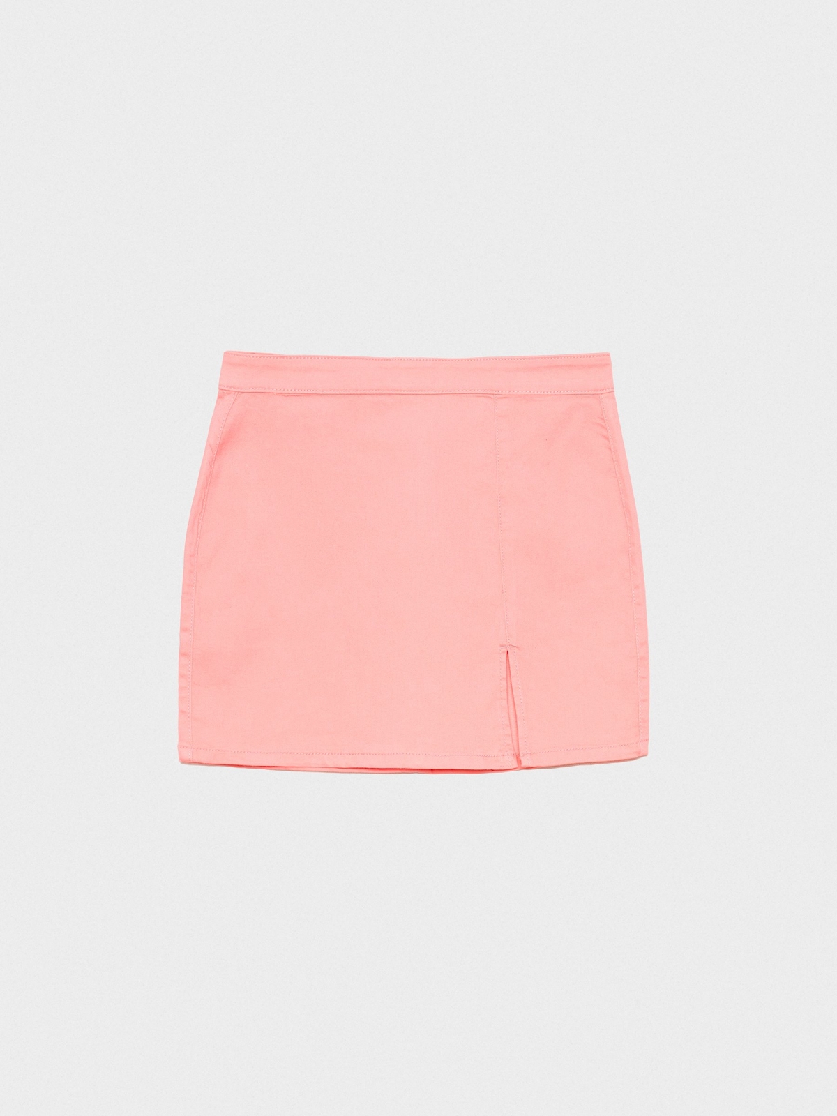  Mini saia fina com fenda rosa claro