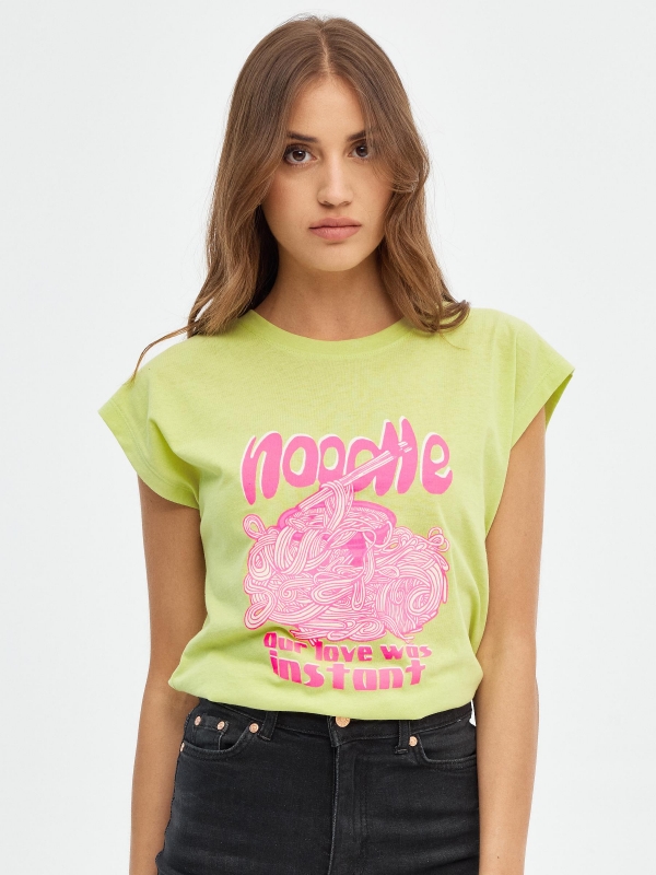 Noodle tank top lime middle front view
