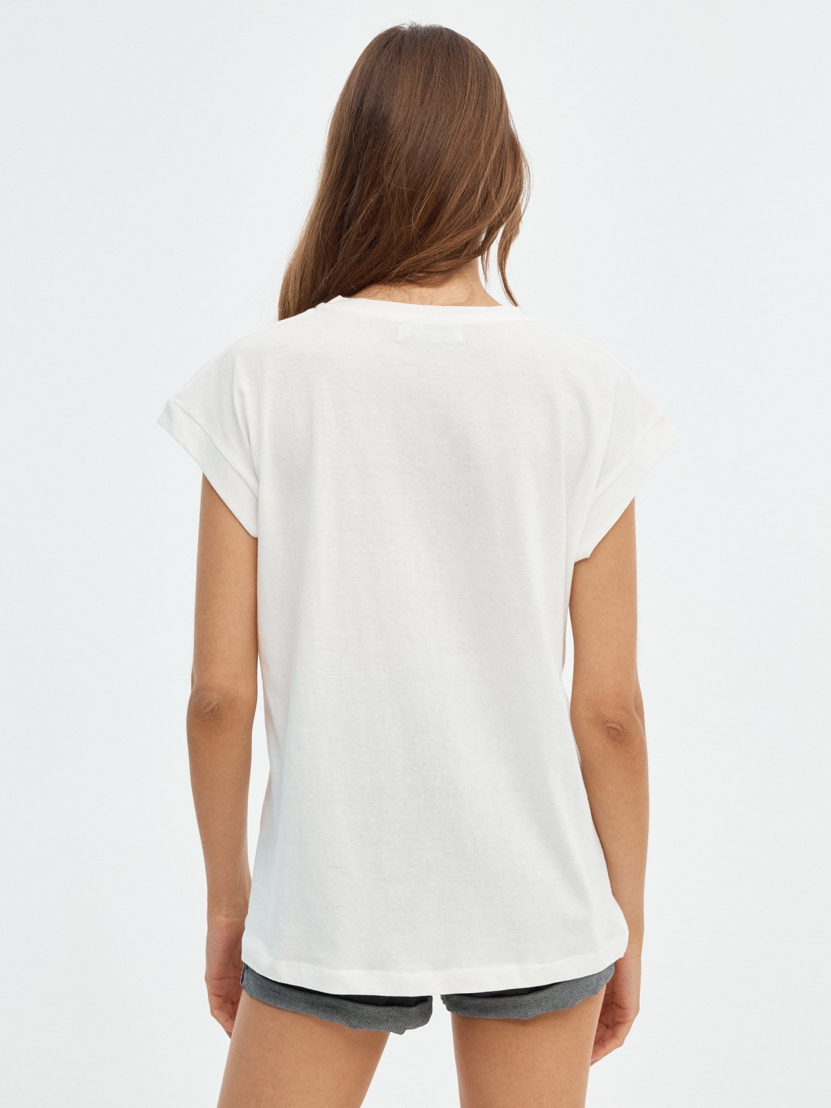 T-shirt print 90s off white vista meia traseira