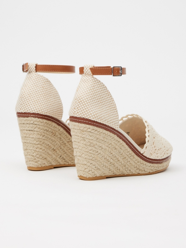 Jute and crochet wedge sand 45º back view