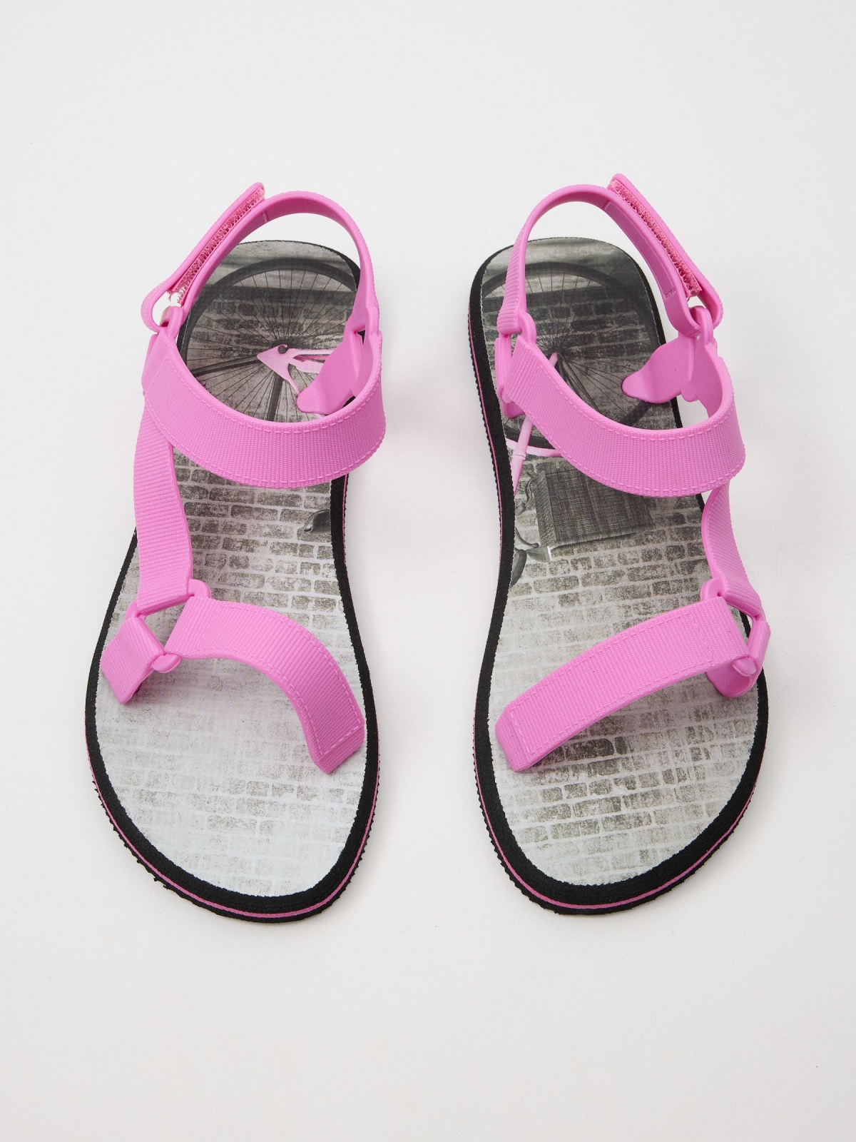 Sandálias sport de caranguejo pastilha elástica rosa vista superior